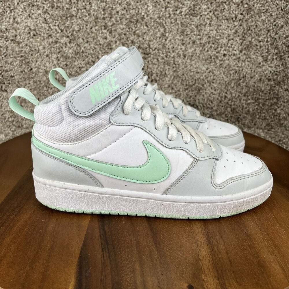 Nike Court Borough 2 High Top Sneaker Pure Platinum Mint Size 5Y Shoe CD7782-011